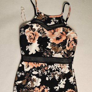 gLARE - Floral & Mesh Midi Dress - Size Medium